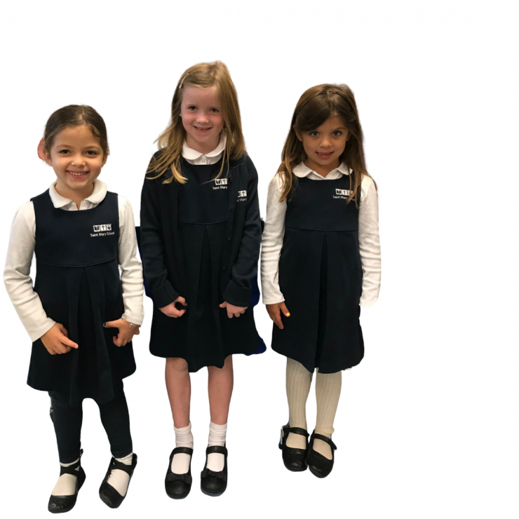 Three girls in winter uniforms