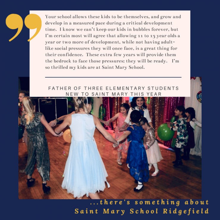 Parent Quote with girls dancing at the annual Father Daughter Dance