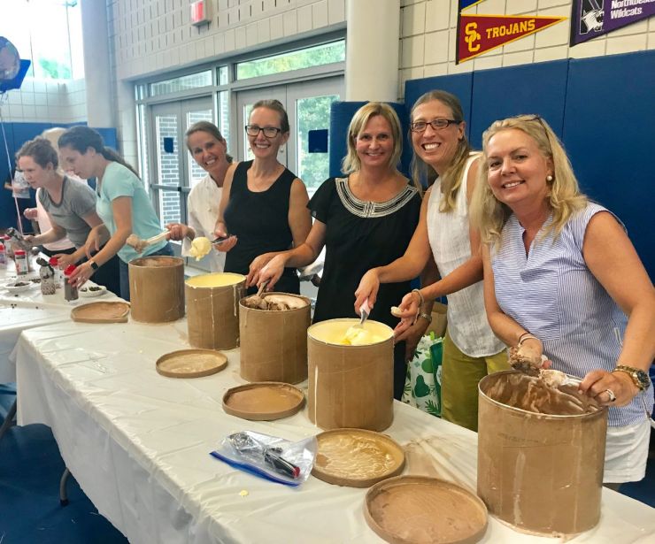 SMS Parents serving ice cream at Back to School Ice Cream Social