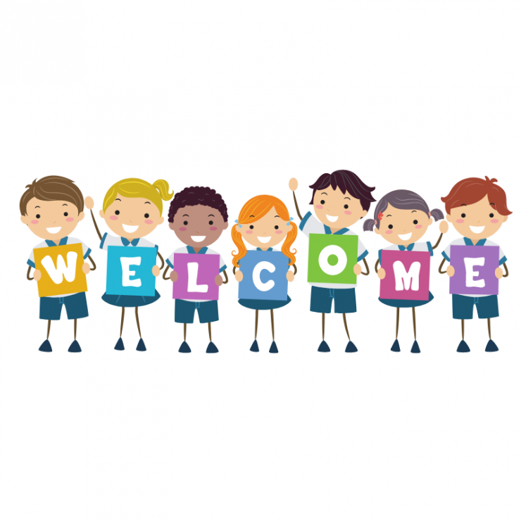 clip art of children holding welcome sign